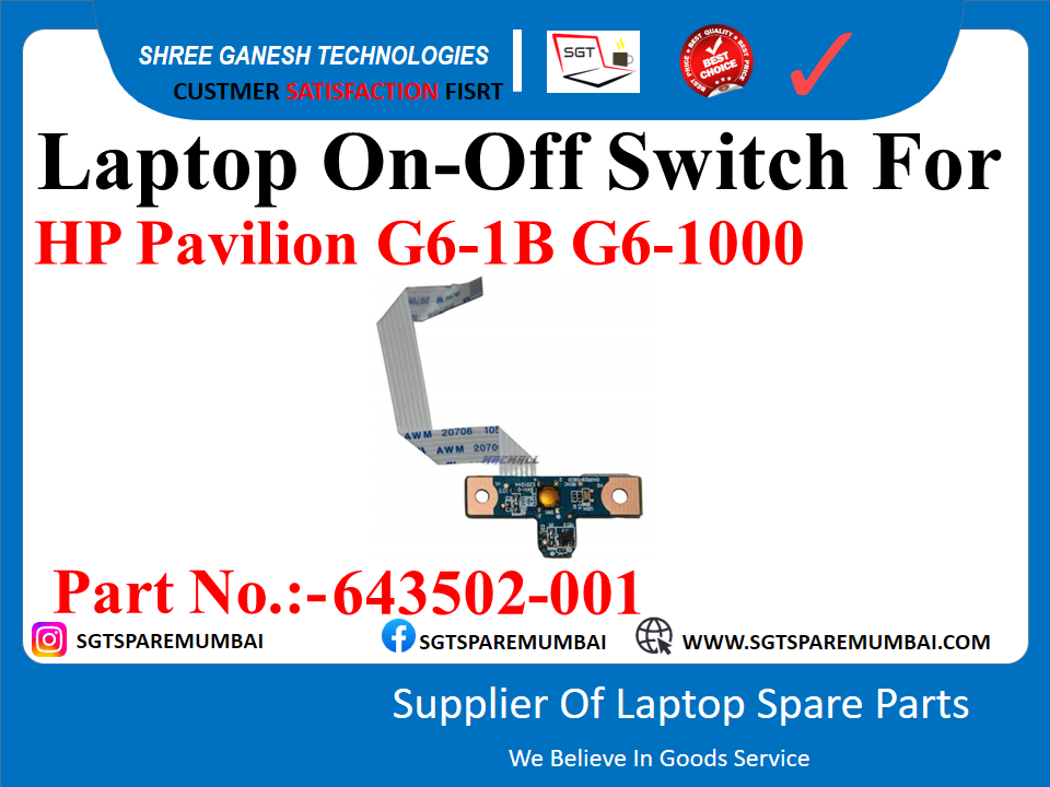 Laptop On-Off Switch For HP Pavilion g4-1000 G6-1B G6-1000 Part No.:-643502-001