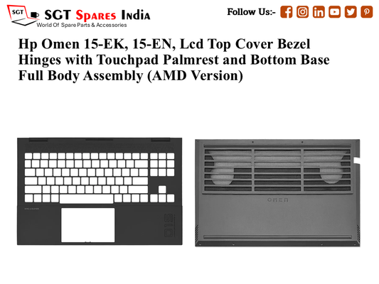 Hp Omen 15-EK, 15-EN, Palmrest (Touchpad) with Bottom Base (CD Body)