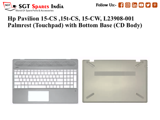 Hp Pavilion 15-CS ,15t-CS, 15-CW, Palmrest (Touchpad) with Bottom Base (CD Body)