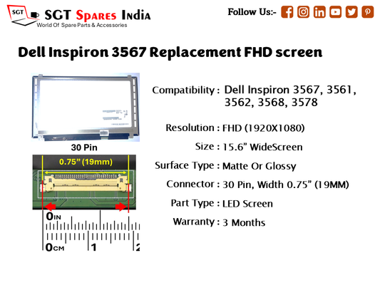 Dell Inspiron 3567 Replacement FHD screen