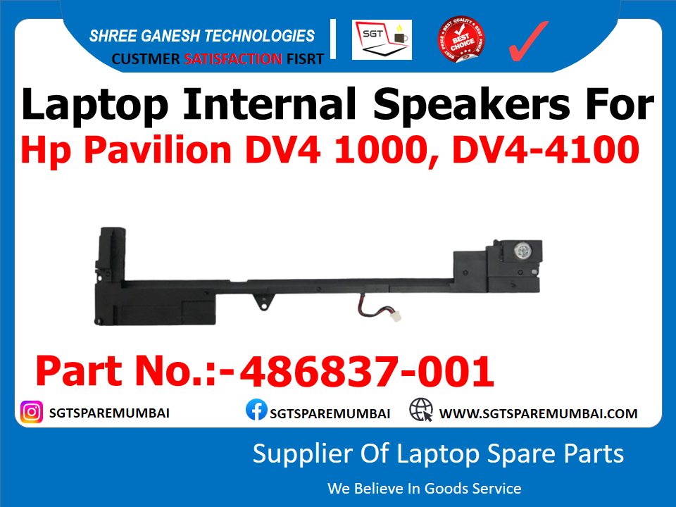 Laptop Internal Speakers For Hp Pavilion DV4 1000, DV4-4100 Part No.:-486837-001