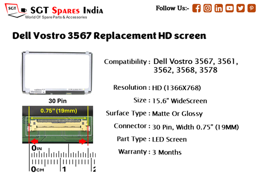 Dell Vostro 3567 Replacement HD screen