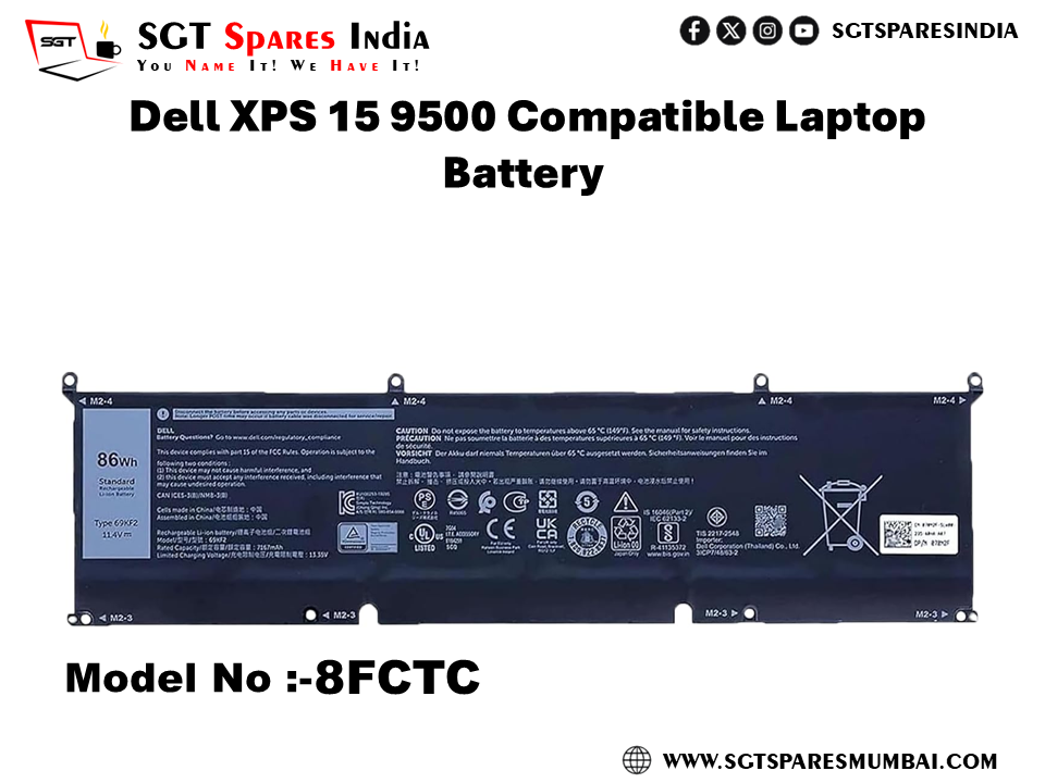 8FCTC FOR  Dell XPS 15 9500 Compatible Laptop Battery