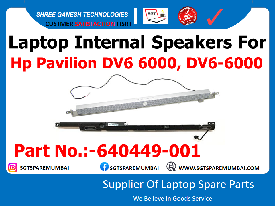 Laptop Internal Speakers For Hp Pavilion DV6 6000, DV6-6000 Part No.:-640449-001