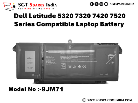 9JM71 FOR  Dell Latitude 5320 7320 7420 7520 Series Compatible Laptop Battery