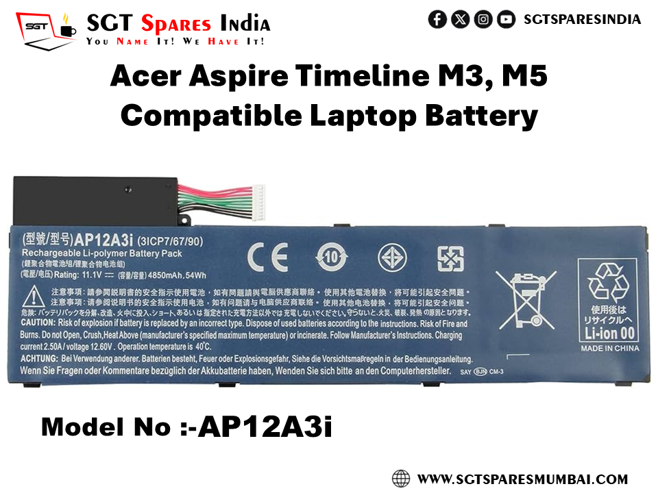 AP12A3i FOR Acer Aspire Timeline M3, M5 Compatible Laptop Battery