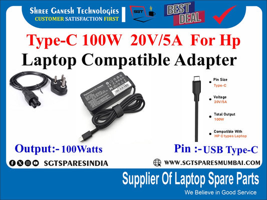 Type-C 100W  20V/5A  For Hp Laptop Compatible Adapter