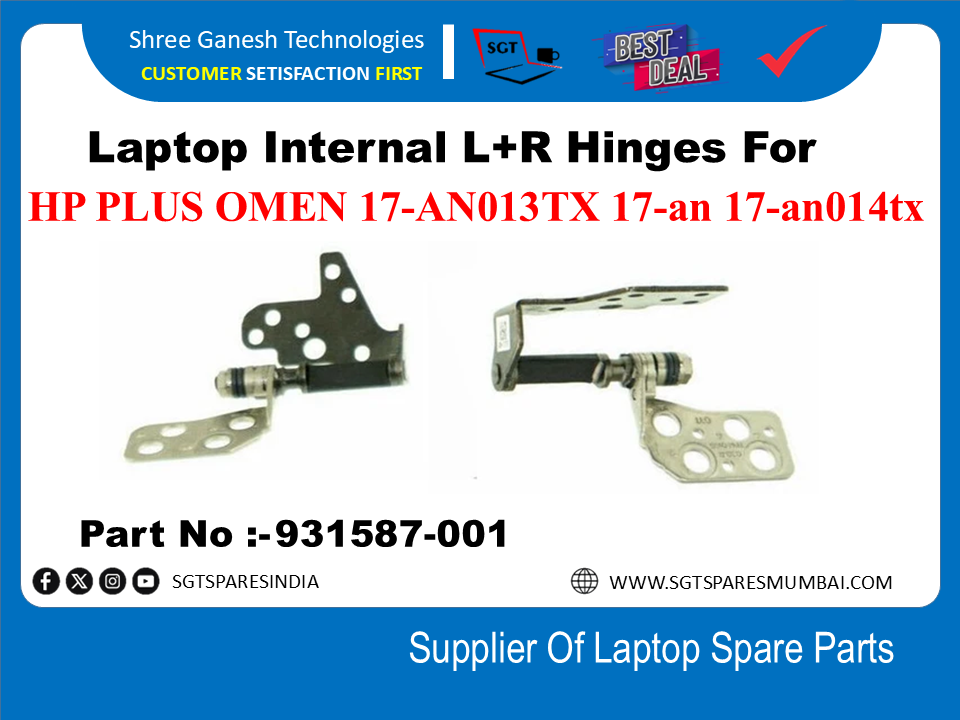 Laptop Internal L+R Hinges For HP PLUS OMEN 17-AN013TX 17-an 17-an014tx  Part No :- 931587-001