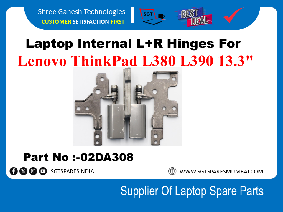 Laptop Internal L+R Hinges For Lenovo ThinkPad L380 L390 13.3" Part No :-O2DA308