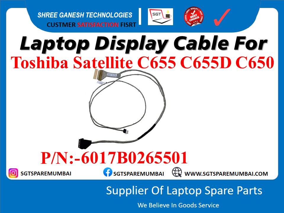 Laptop Display Cable For Toshiba Satellite C655 C655D C650 P/N:-6017B0265501