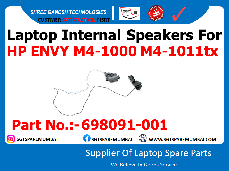 Laptop Internal Speakers For HP ENVY M4-1000 M4-1011tx Part No.:-698091-001