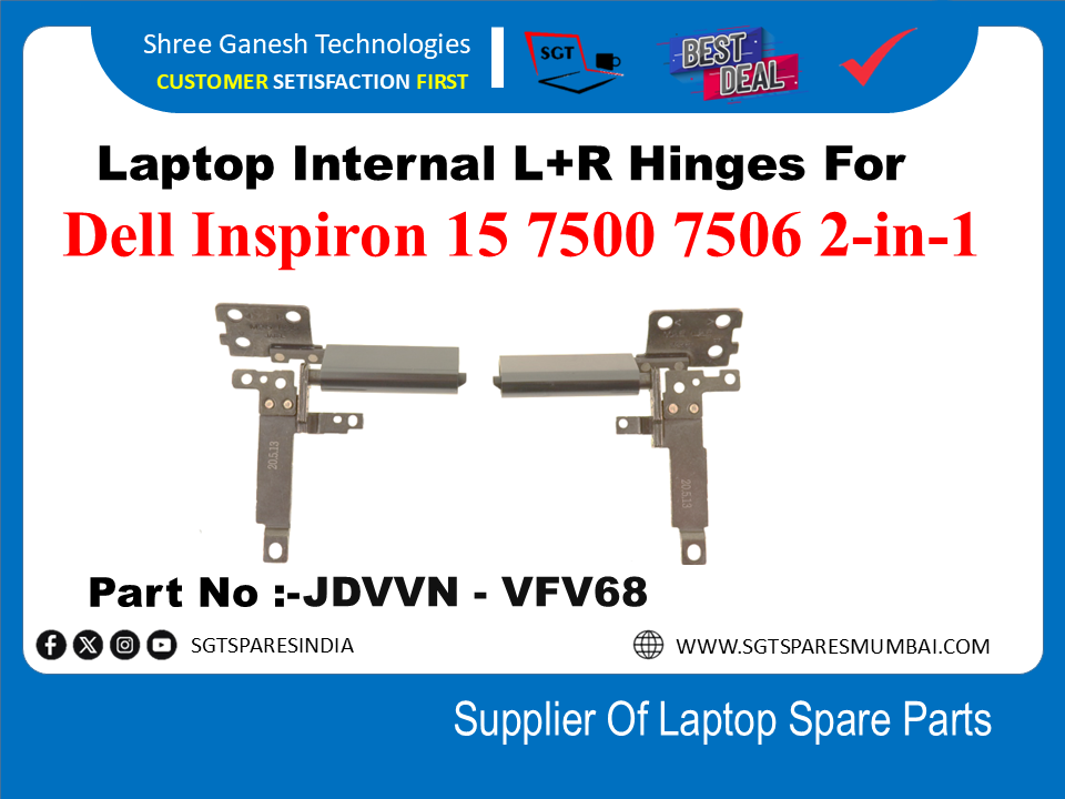 Laptop Internal L+R Hinges For Dell Inspiron 15 7500 7506 2-in-1 Part No:- JDVVN VFV68