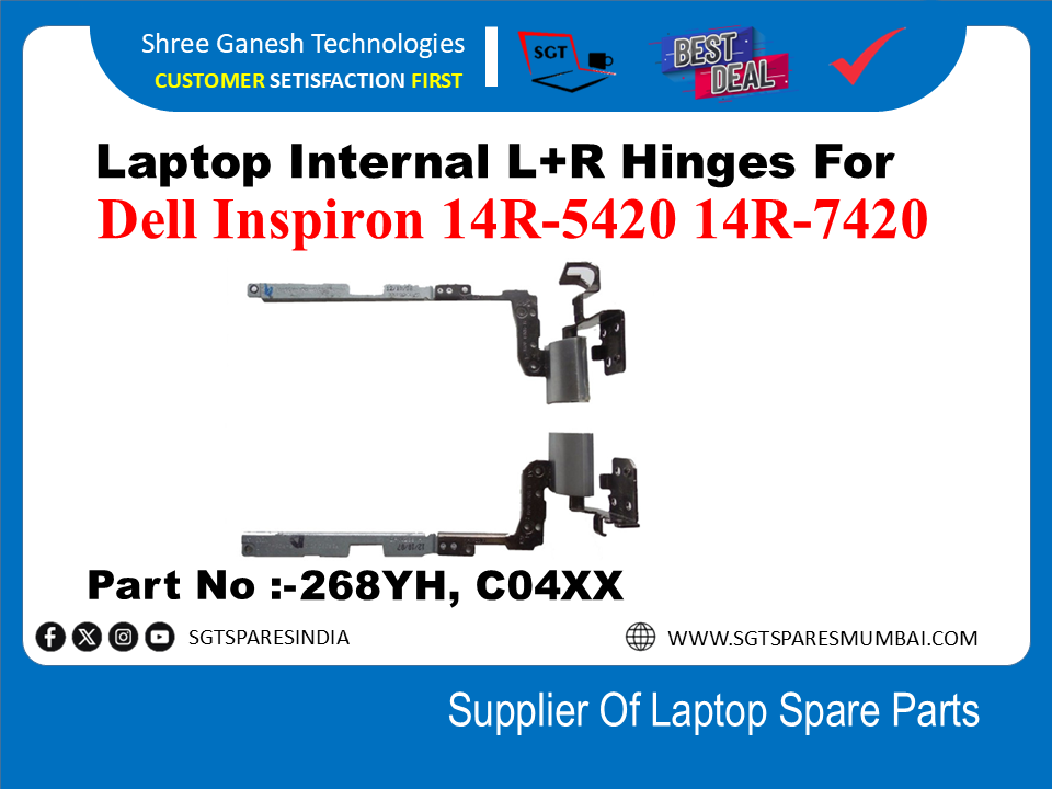 | Laptop Internal L+R Hinges For Dell Inspiron 14R-5420 14R-7420  Part No :- 268YH, C04XX