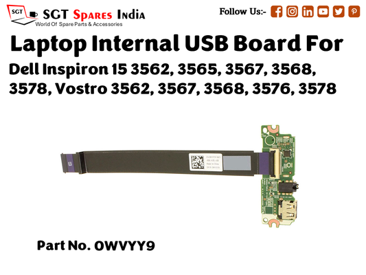 laptop Internal USB or IO board For Dell Inspiron 15 3562, 3565, 3567, 3568, 3578, Vostro 3562, 3567, 3568, 3576, 3578 Part no. 0WVYY9
