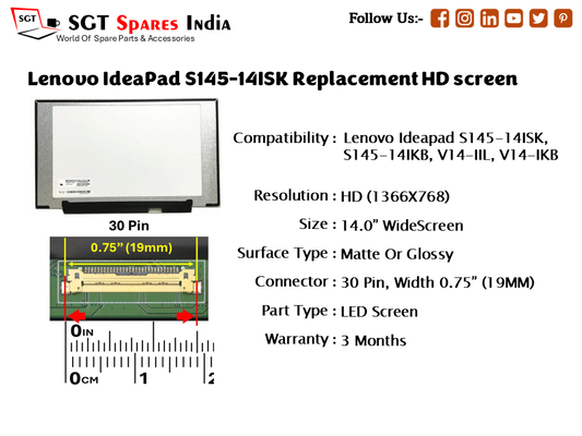 Lenovo IdeaPad S145-14ISK Replacement HD screen