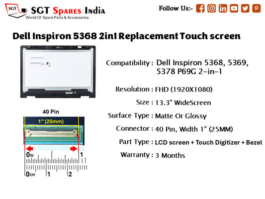 Dell Inspiron 5368 2in1 Replacement Touch screen