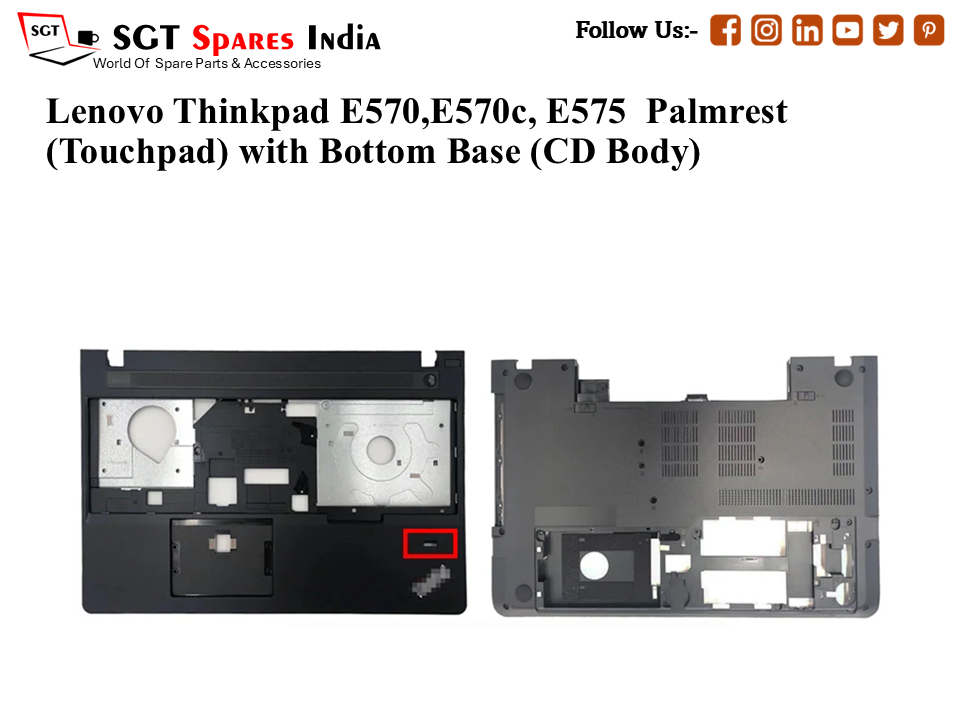 Lenovo Thinkpad E570, E570c, E575 Palmrest (Touchpad) with Bottom Base (CD Body)