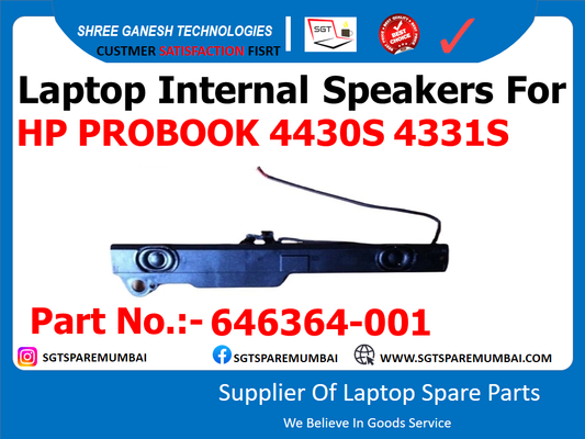 Laptop Internal Speakers For HP PROBOOK 4430S 4331S Part No.:- 646364-001