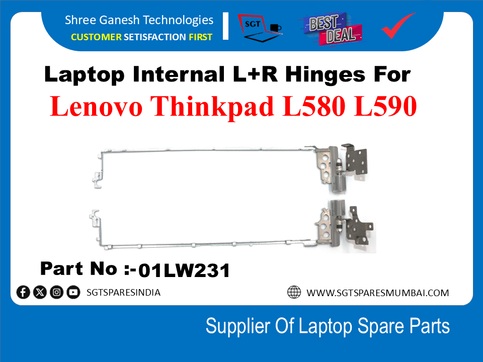 Laptop Internal L+R Hinges For Lenovo Thinkpad L580 L590 Part No :-01LW231