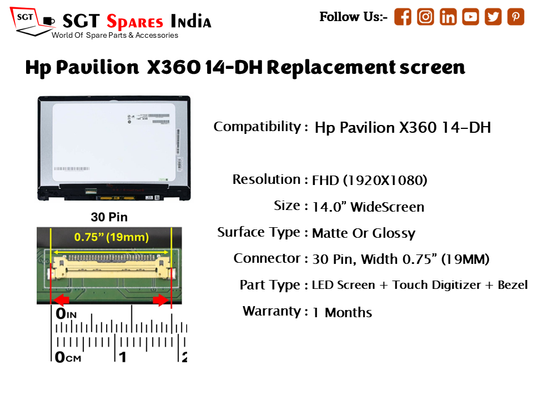 Hp Pavilion X360 14-DH Replacement Touch screen