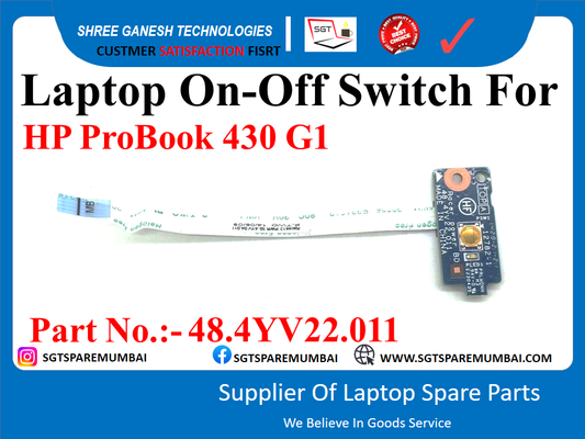 Laptop On-Off Switch For HP ProBook 430 G1 Part No.:-48.4YV22.011