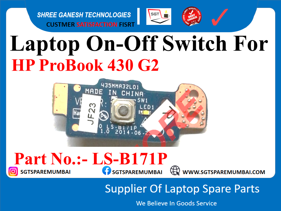 Laptop On-Off Switch For HP ProBook 430 G2 Part No.:- LS-B171P