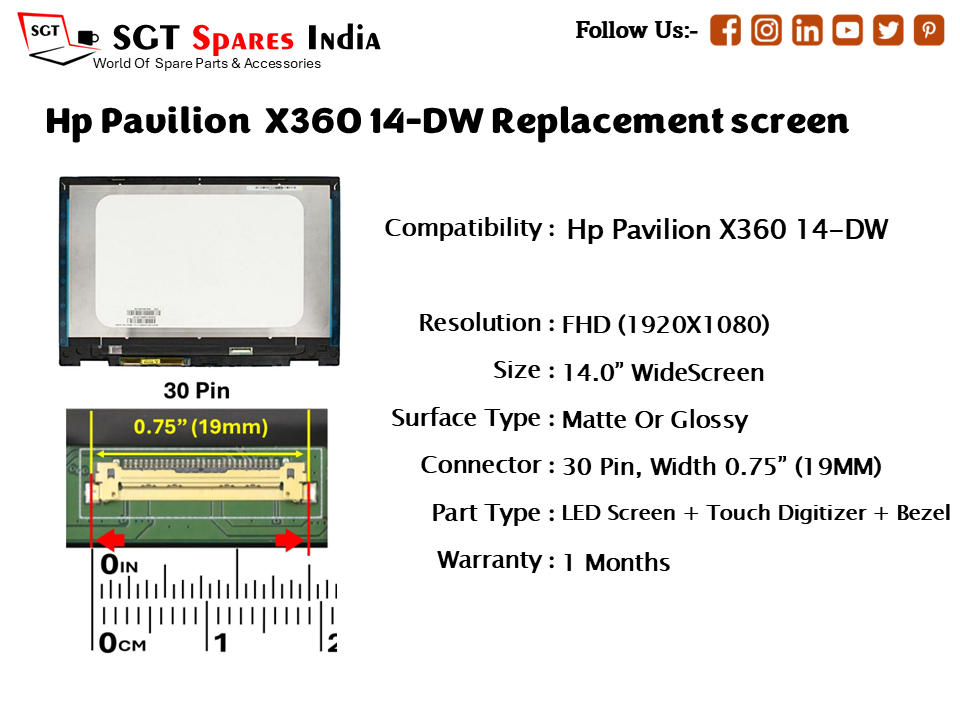 Hp Pavilion X360 14-DW Replacement Touch screen