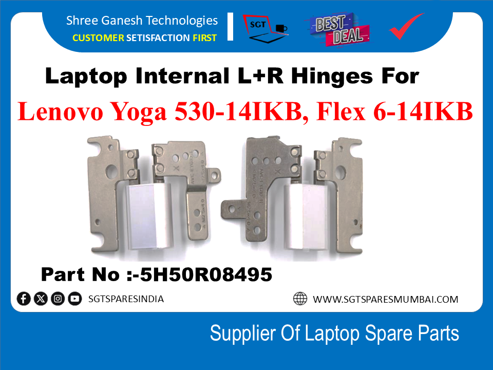 Laptop Internal L+R Hinges For Lenovo Yoga 530-14iKB, Flex 6-14IKB  Part No :-5H50R08495