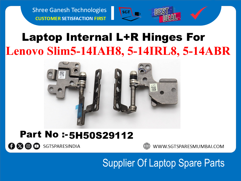 Laptop Internal L+R Hinges For Lenovo Slim5-14IAH8, 5-14IRL8, 5-14ABR Part No :-5H50S29112