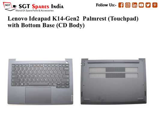 Lenovo Ideapad K14-Gen2 Palmrest (Touchpad) with Bottom Base (CD Body)