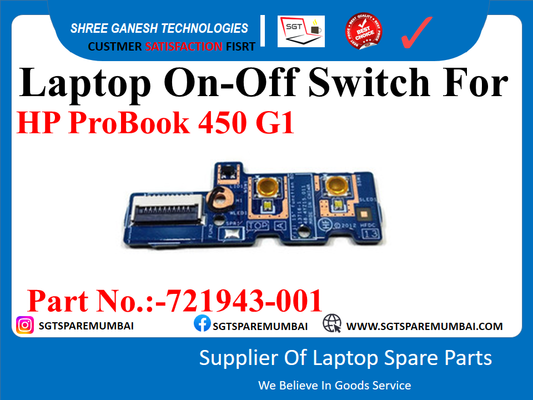 Laptop On-Off Switch For HP ProBook 450 G1 Part No.:-721943-001