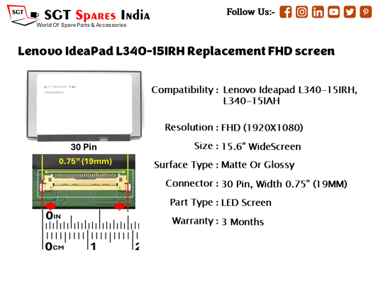 Lenovo IdeaPad L340-15IRH Replacement FHD screen