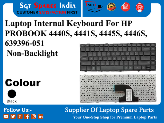 Laptop Internal Keyboard For HP PROBOOK 4440S, 4441S, 4445S, 4446S, 639396-051 Non-Backlight Colour Black