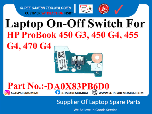 Laptop On-Off Switch For HP ProBook , 450 G4, 455 G4, 470 G4