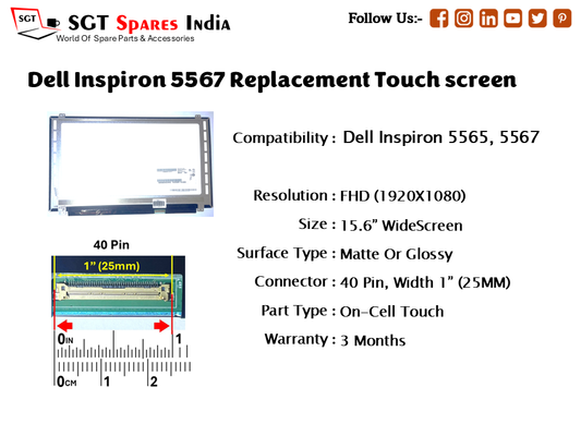 Dell Inspiron 5567 Replacement Touch screen