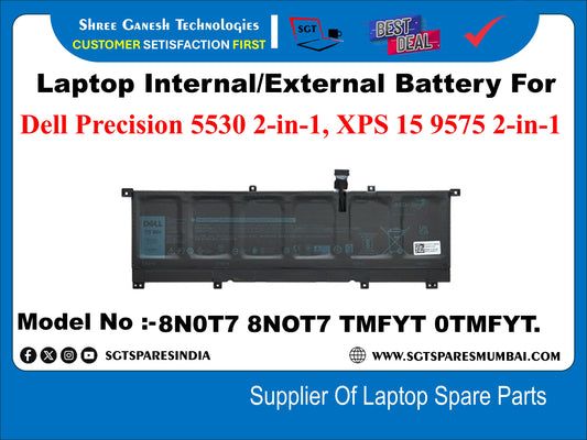 Laptop Internal Compatible Battery For Dell Precision 5530 2-in-1, XPS 15 9575 2-in-1 Model No :-8N0T7 8N0T7 TMFYT 0TMFYT.