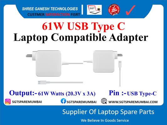 61W USB Type C Laptop Compatible Adapter