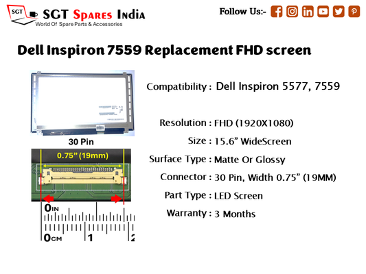 Dell Inspiron 7559 Replacement FHD screen