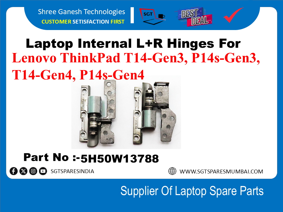 Laptop Internal L+R Hinges For Lenovo ThinkPad T14-Gen3, P14s-Gen3, T14-Gen4, P14s-Gen4 Part No :-5H50W13788