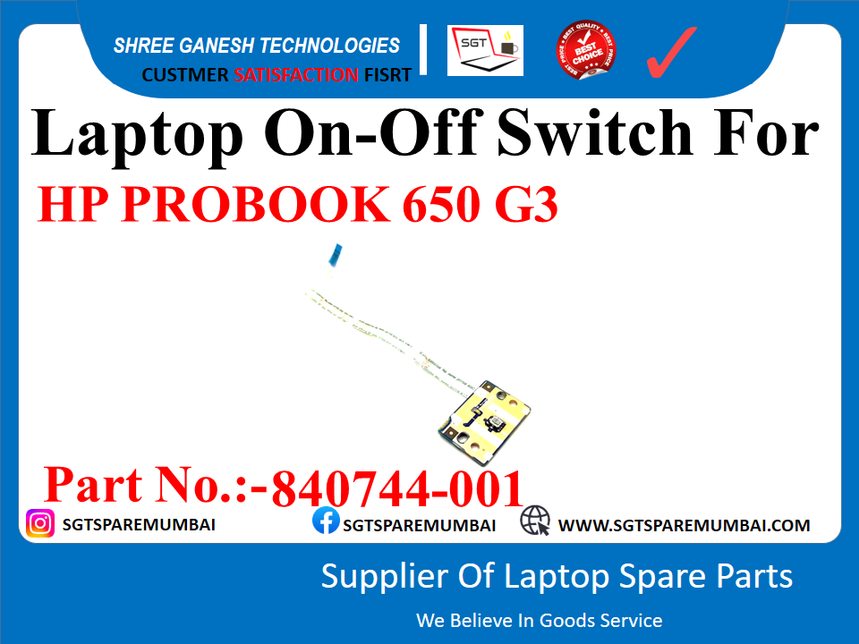 Laptop On-Off Switch For HP PROBOOK 650-G2, 655-G2, 650-G3, 655-G2 Part No.:-840744-001