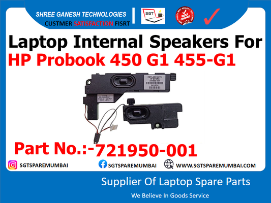 Laptop Internal Speakers For HP Probook 450 G1 455-G1 Part No.:-721950-001