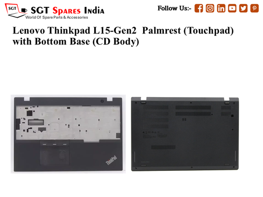 Lenovo Thinkpad L15-Gen2 Palmrest (Touchpad) with Bottom Base (CD Body)