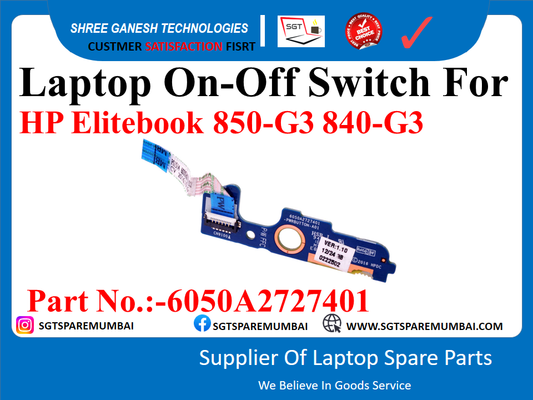 Laptop On-Off Switch For HP Elitebook 850-G3, 850-G4, 840-G3, 840-G4