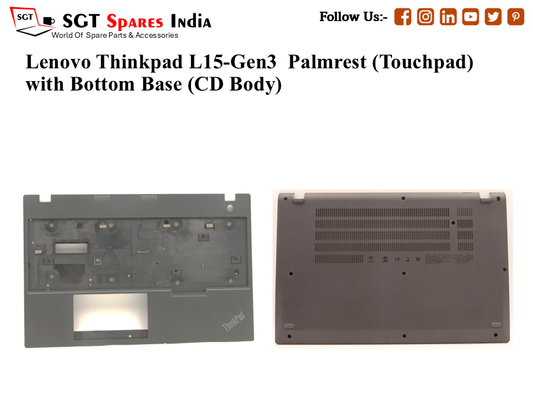 Lenovo Thinkpad L15-Gen3 Palmrest (Touchpad) with Bottom Base (CD Body)
