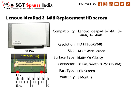 Lenovo IdeaPad 3-14itl Replacement HD screen