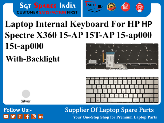 Laptop Internal Keyboard For HP HP Spectre X360 15-AP 15T-AP 15-ap000 15t-ap000 With-Backlight Silver