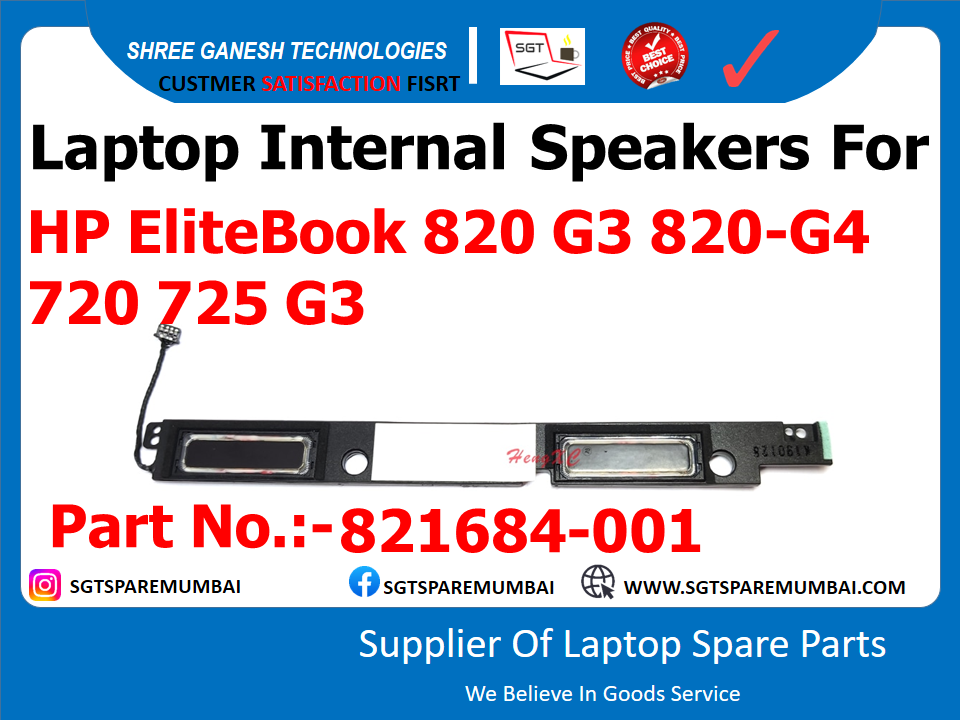 Laptop Internal Speakers For HP EliteBook 820 G3 820-G4 720 725 G3 Part No.:-821684-001