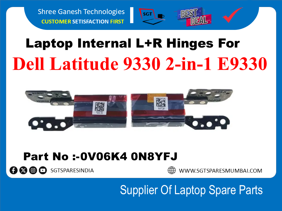 Laptop Internal L+R Hinges For Dell Latitude 9330 2-in-1 E9330 part No:- 0V06K4 0N8YFJ