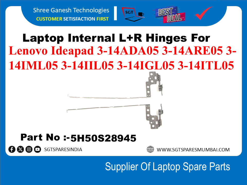 Laptop Internal L+R Hinges For Lenovo Ideapad 3-14ADA05 3-14ARE05 3-14IMLOS5 3-141IL05 3-141GL05 3-141 TLOS Part No :-5H50S28945