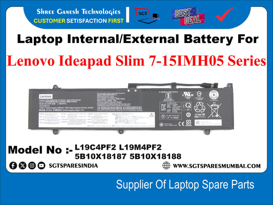 Laptop Internal Compatible Battery For Lenovo Ideapad Slim 7-15IMH05 Series, Model No :- L19C4PF2, L19M4PF2, 5810X18187, 5B10X18188